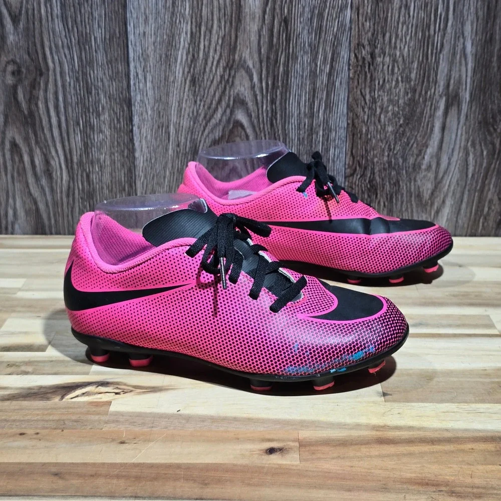 Nike‎ Jr. Bravata II FG Soccer Cleats Firm Ground Youth Size 4.5Y Pink Black